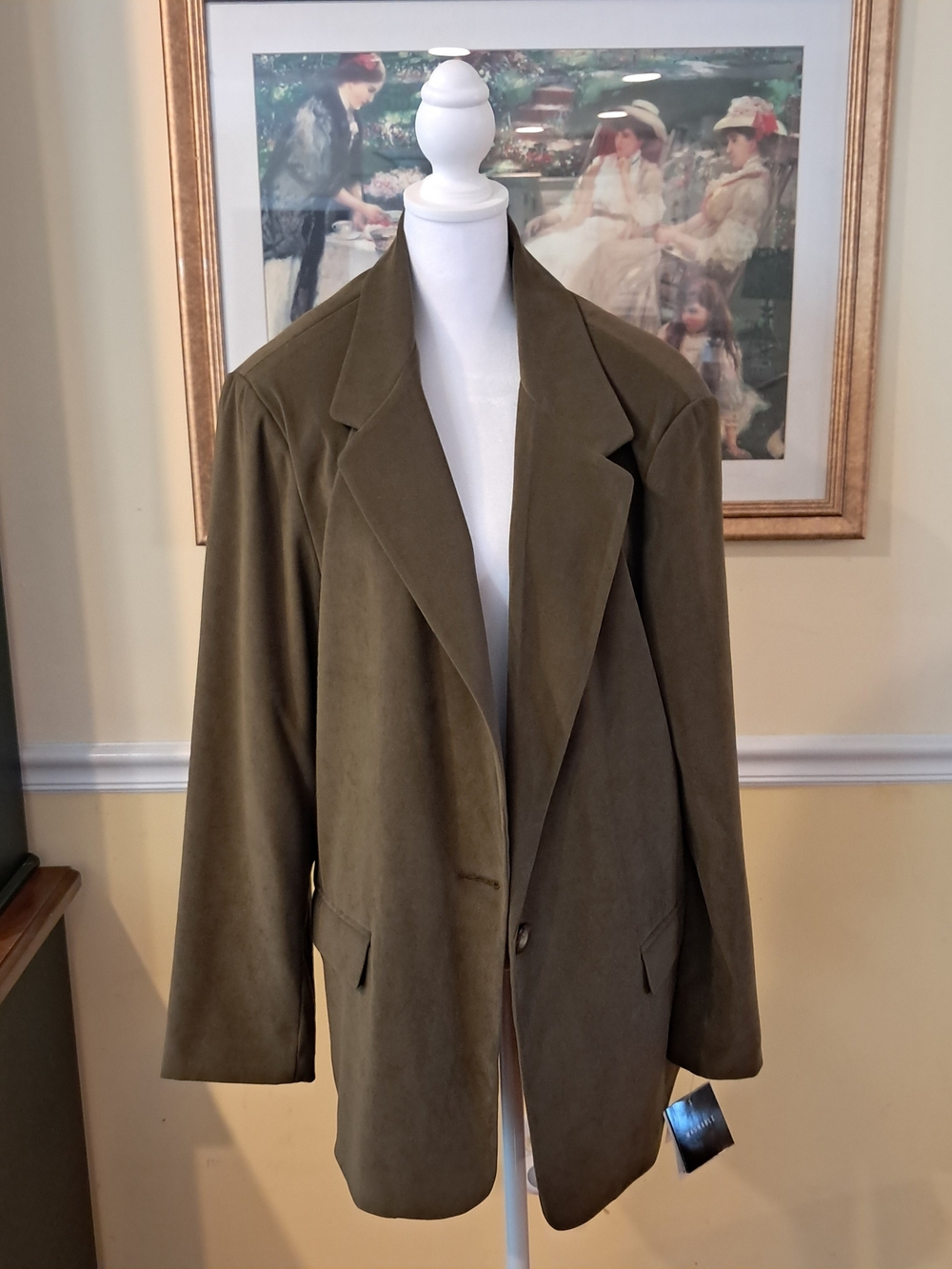 SAG HARBOR Olive Green Women's Blazer Jacket - Classic Tailored Coat Size 18